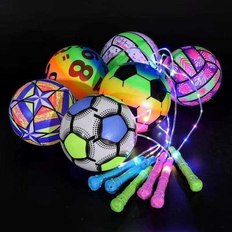 Racket Ball Luminous Football Park Fitness Inflatable Elastic Ball Children's Toy Stall Night Market Flashing Ball