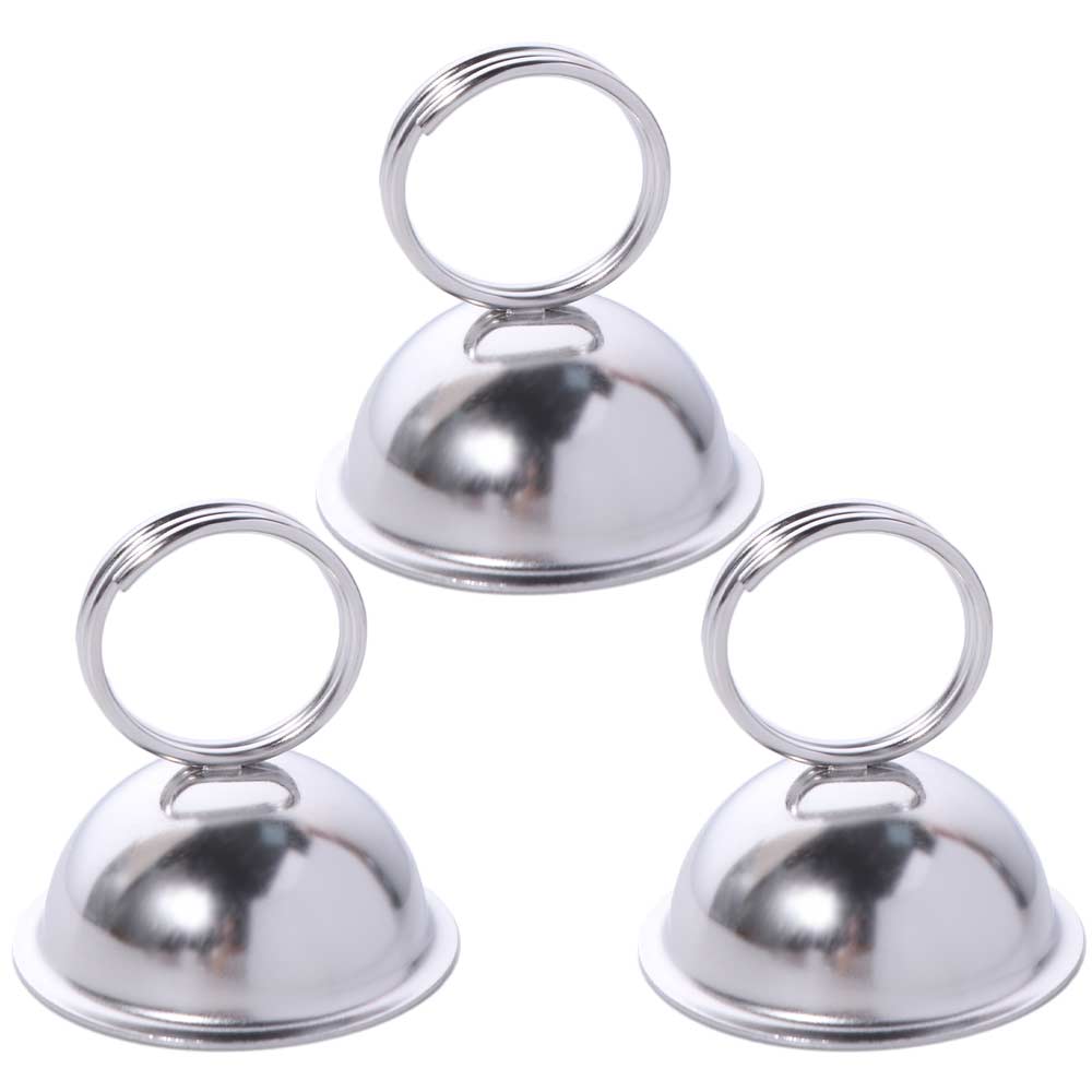 3 pièces Porte-cartes en acier inoxydable argenté Design minimaliste multifonctionnel Pinces à notes métalliques Base stable Cadre photo message