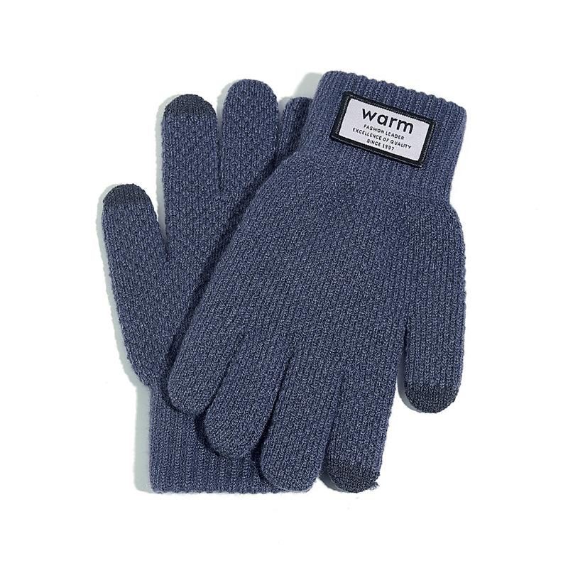 Winter Men's Winter Cycling Cold-proof Student Knitted Warm Men's and Women's Wool Gloves Touch Screen Autumn and Winter Plus Velvet and Thickening