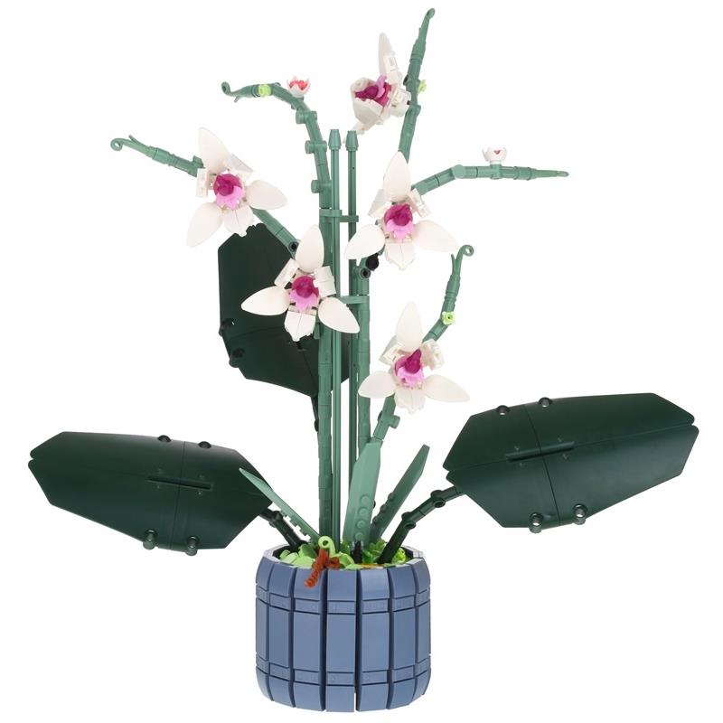 Flower Orchid in a Pot Construction Blocks Flower to be assembled 728 pcs.