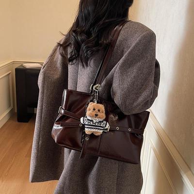 Women's Retro Large Capacity Tote Bag - 2025 Autumn/Winter Collection, Casual Shoulder & Underarm Bag