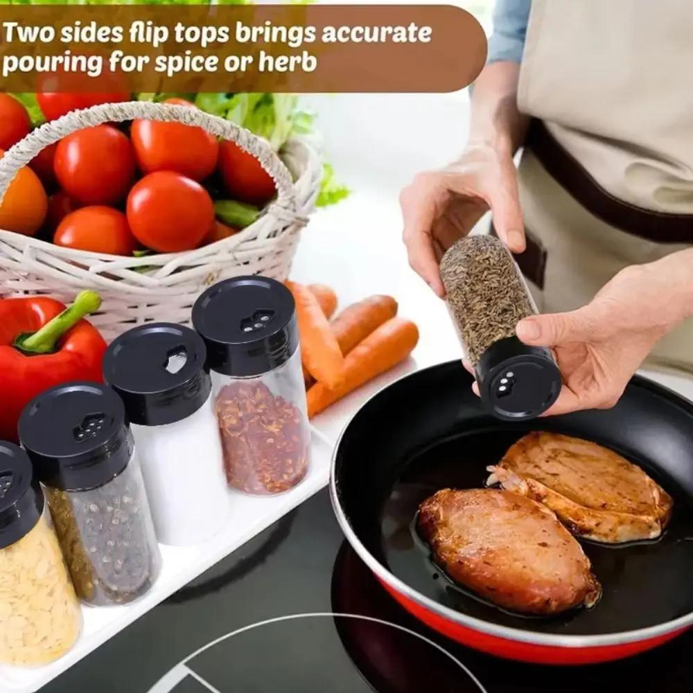 Clear Plastic Spice Jar Adjustable Hole Size Rotateable Lid Salt Pepper Seasoning Bottle Kitchen Storing Spice Powders