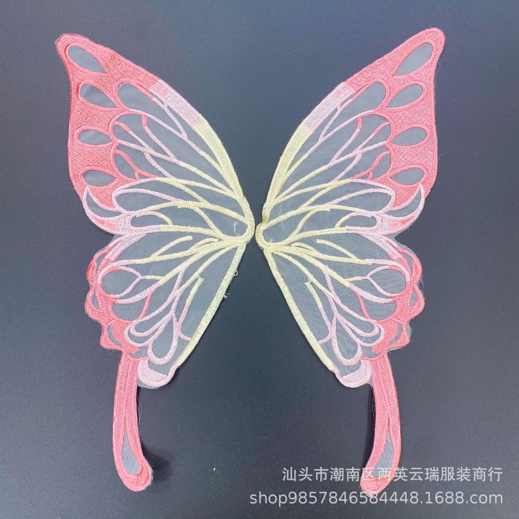 Large Water-Soluble Lace Embroidery Butterfly Pair, Back Flower, Applique Lace Diy Butterfly Cloth Sticker Collar Flower Accessories