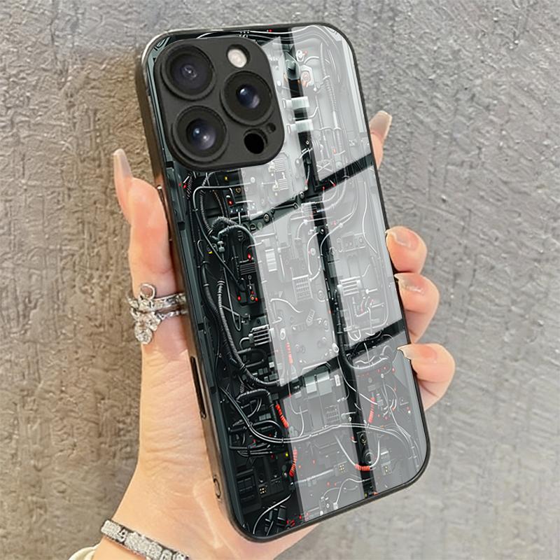 Mechanical Circuit Board Tempered Glass Phone Case For Samsung Galaxy S26 Ultra S25 FE S24 S23 Plus 5G Lens Protection Cover