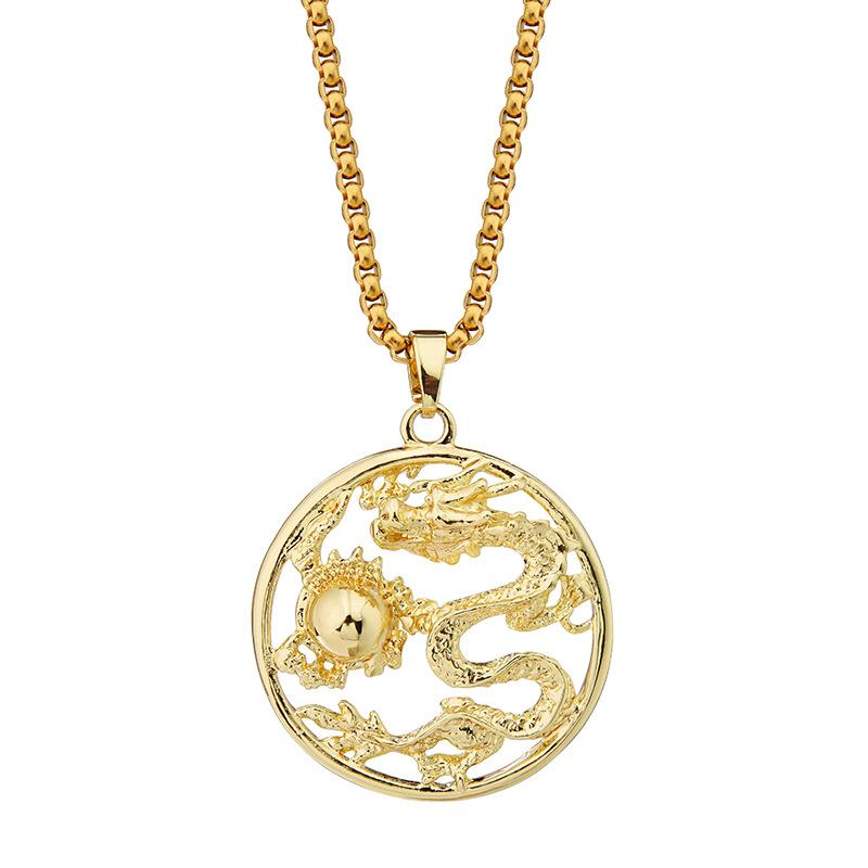 

Длинное модное титановое ожерелье с уникальной подвеской в виде дракона для модных аксессуаров золотой