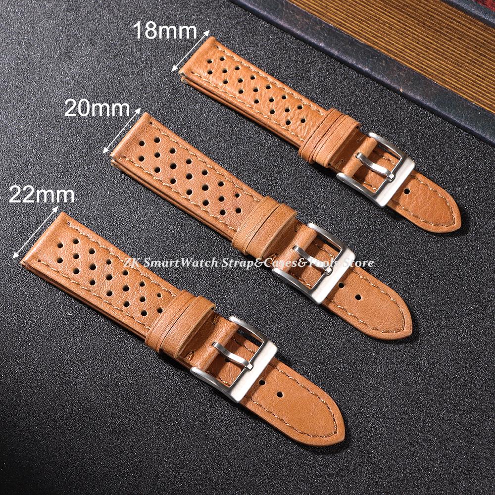 Vintage Calfskin Watch Straps 18mm 20mm 22mm for Seiko Bracelet Durable Breathable Wristband for Men Women Retro Brown Watchband