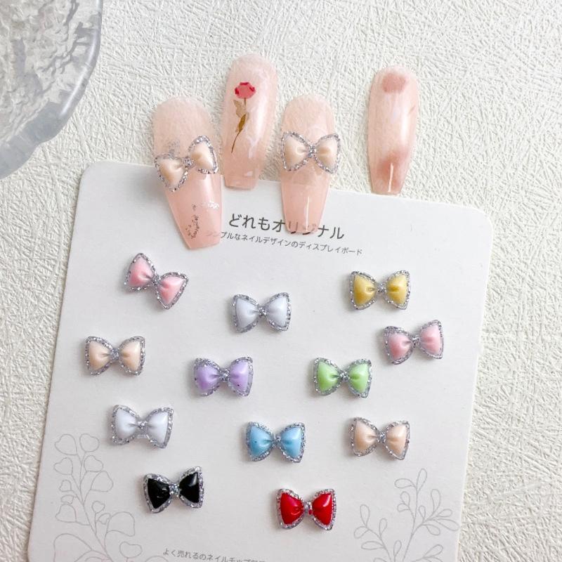 30 Pcs/Bag Luminous Super Flash 3D Bow Nail Art Jewelry Cute Bow Nails Decoration  Design Diy Resin Nails Art Accessories