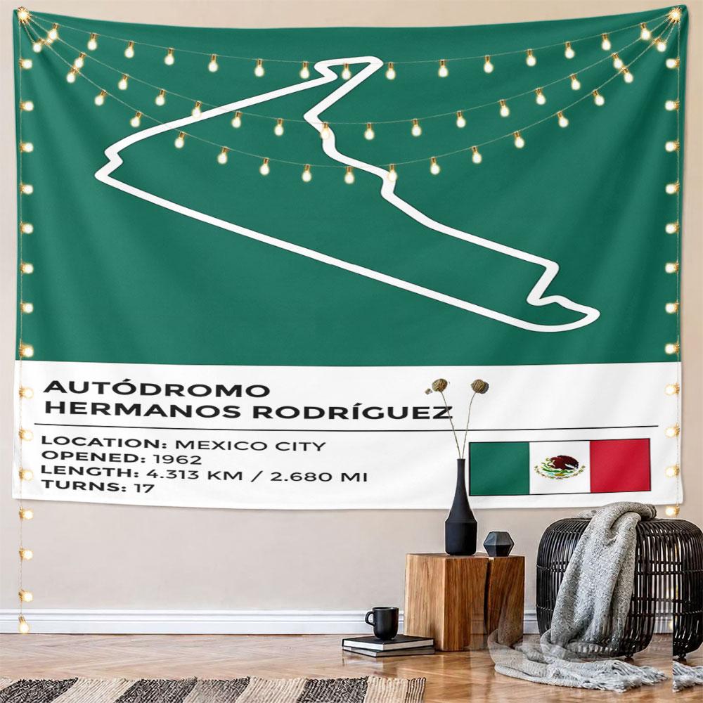 Mexico City Autódromo Circuit Design Pattern Wall Hanging Tapestry Decorative Tapestry Home Decor for Bedroom and Living Room