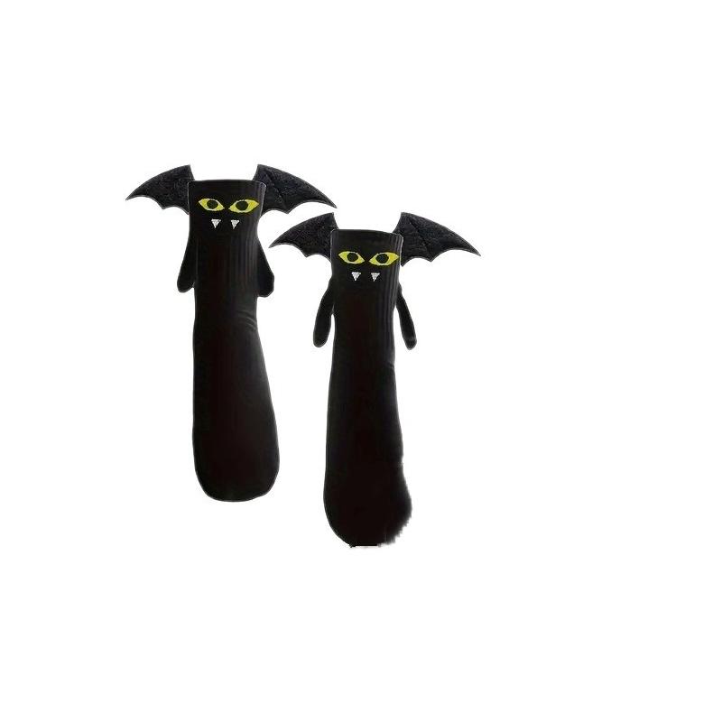 Fun Halloween Socks Spooky Magnetic Hand-Holding Hands Socks Creative Cute Bat Socks Mid-Calf Cotton Socks Couple Socks Gift