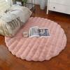 1pc, Round Bubble Fleece Fabric Simple Solid Color Fluffy Soft Comfortable Easy To Clean Furry Warm Cute Indoor Decorative Carpet
