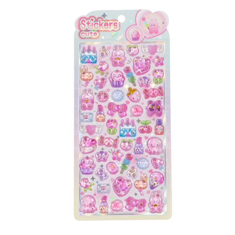 Cute Cartoon Jelly Color Scrapbook Journal Sticker DIY Decor Stationery Phone Case 3D Relief  Animal Sticker Student Supplies