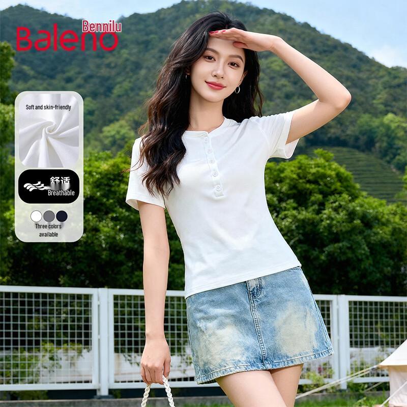 Baleno Women s Colorblock Henley T-Shirt S