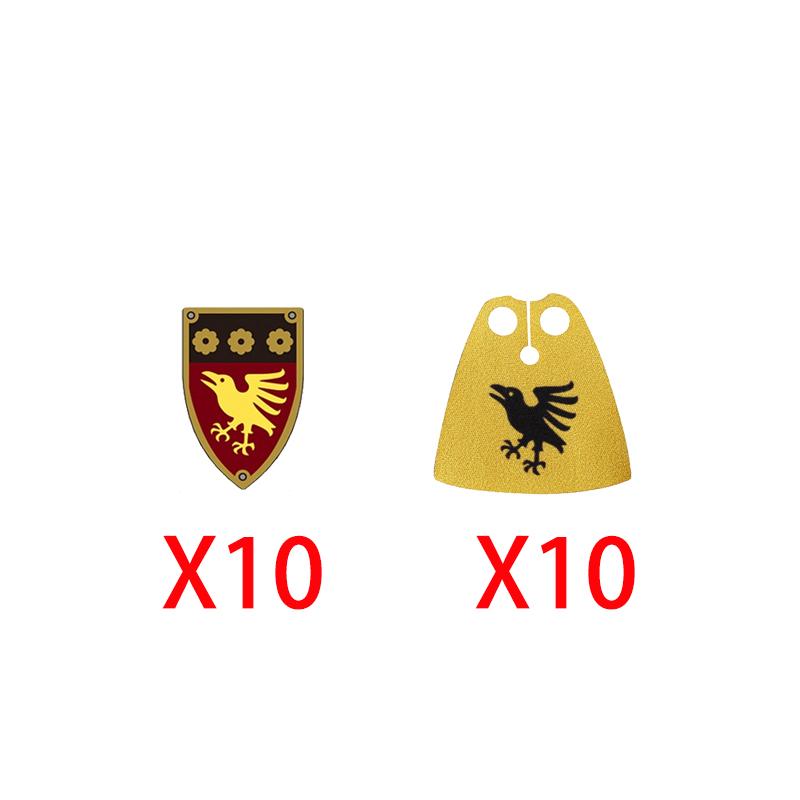 Medieval Castle Green Dragon Knight Building Blocks Figure Accessory Shield Vest Warhorse Cape Orc Flag Mount Wolf Toy Gift D123