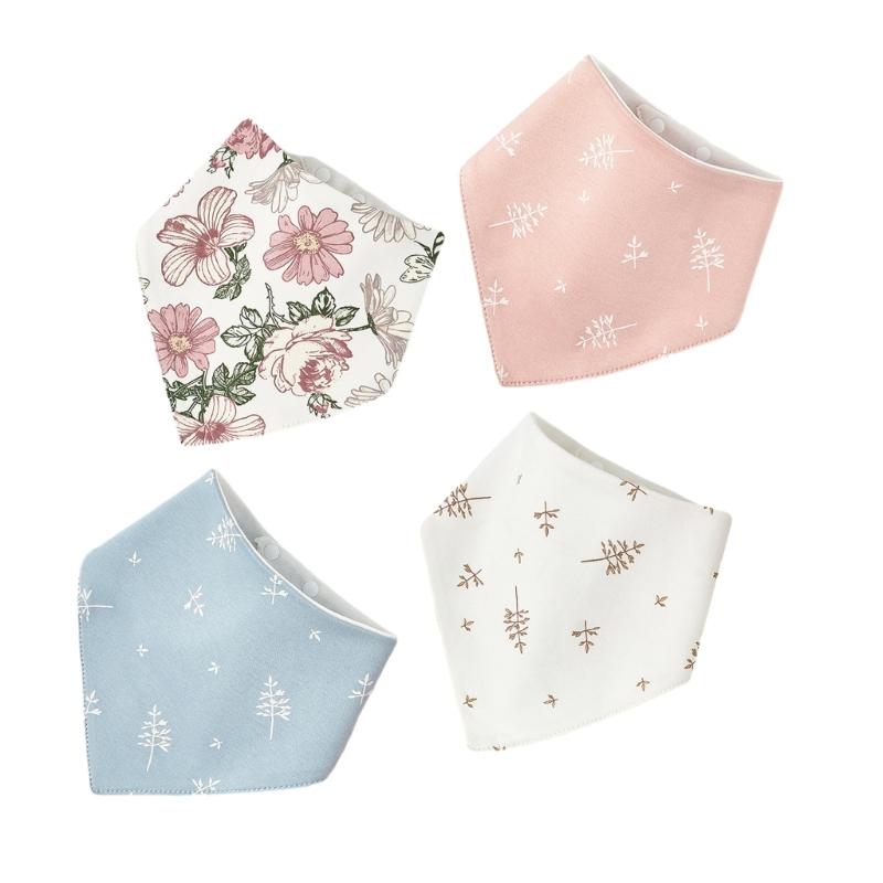 4pcs Stylish Baby Bandana Scarf Infant Drool Bib Waterproof Muslin Bibs Burp Cloth for Newborns Feeding & Drooling