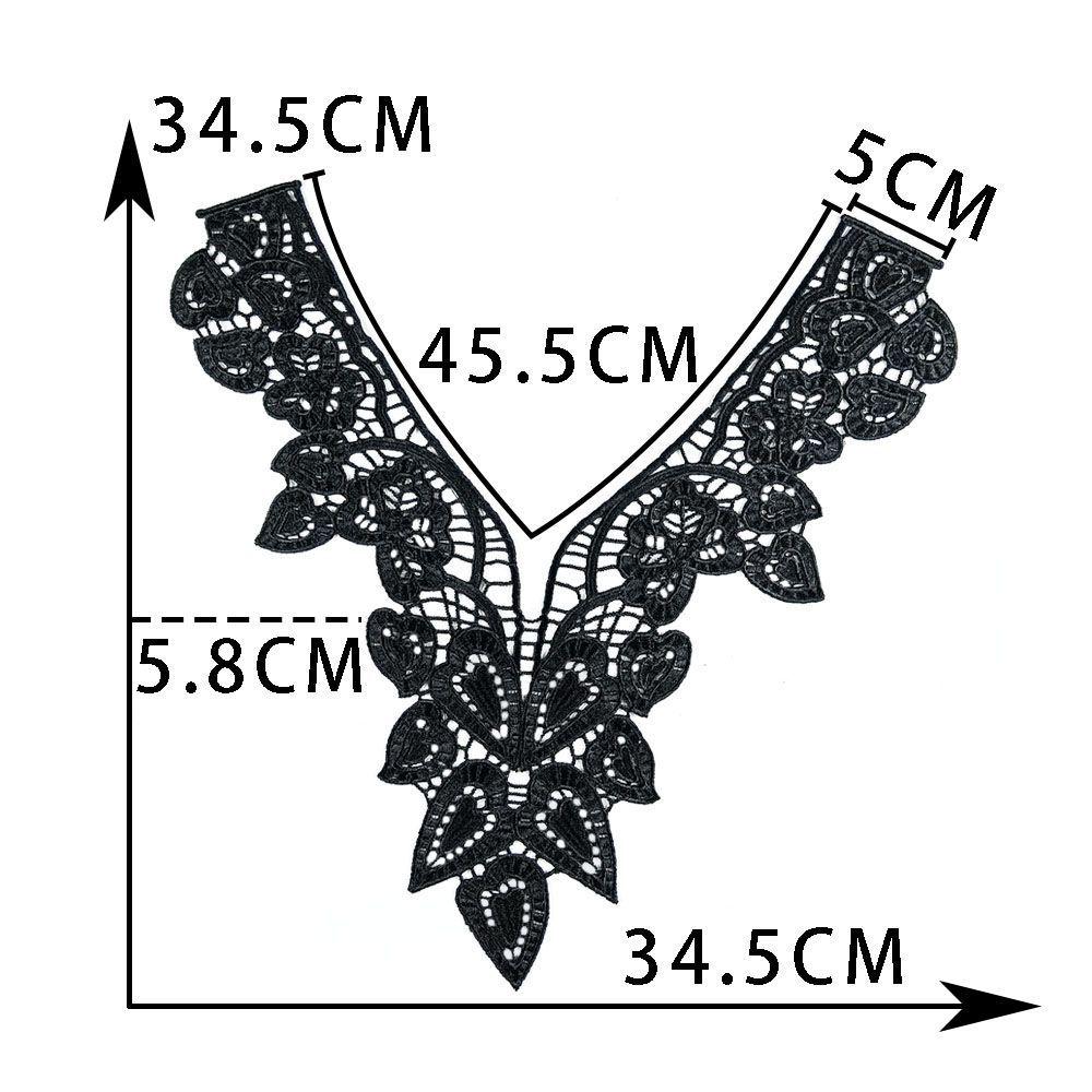 Black & White Polyester Embroidered Lace Collar for DIY Cheongsam Dress Crafting