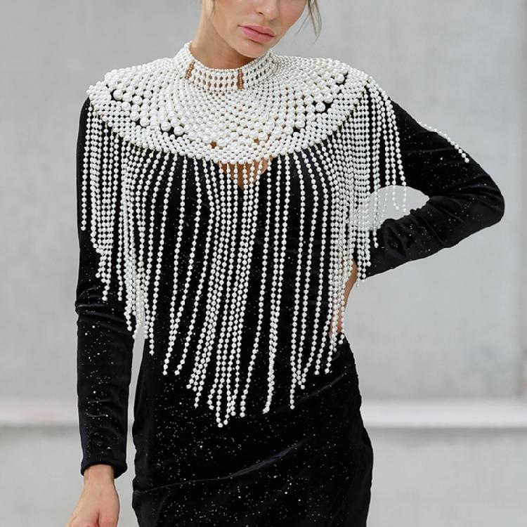 Shoulder Wrap Artificial Pearls Shoulder Chain for Evening Party Night Gown Shawl Body Chain Evening Shoulder Wrap