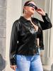 Black Real Lambskin Leather Handmade Formal Stylish Genuine Women Shirt Casual