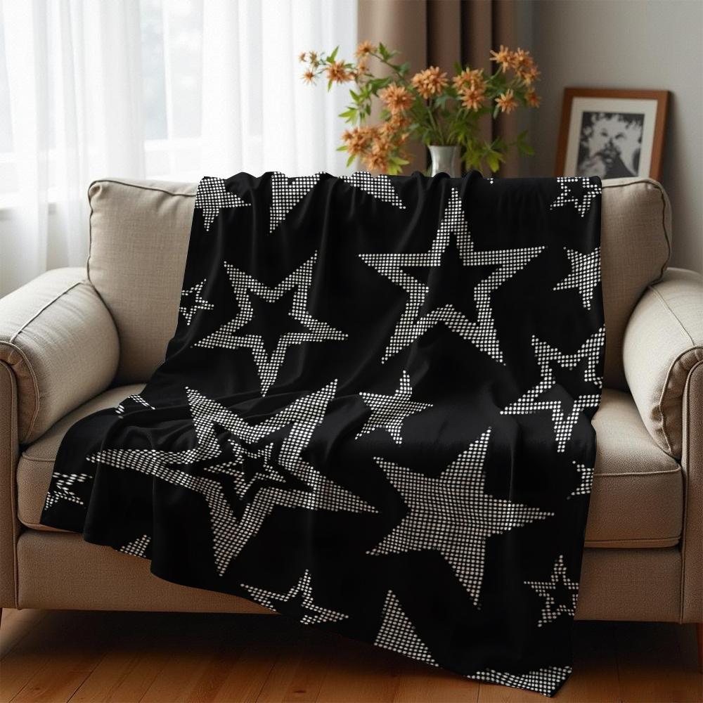 Rhinestone Star Anime Cartoon Flannel Blanket Soft Warm Throw for Bedroom Sofa Car Kids Holiday Gift