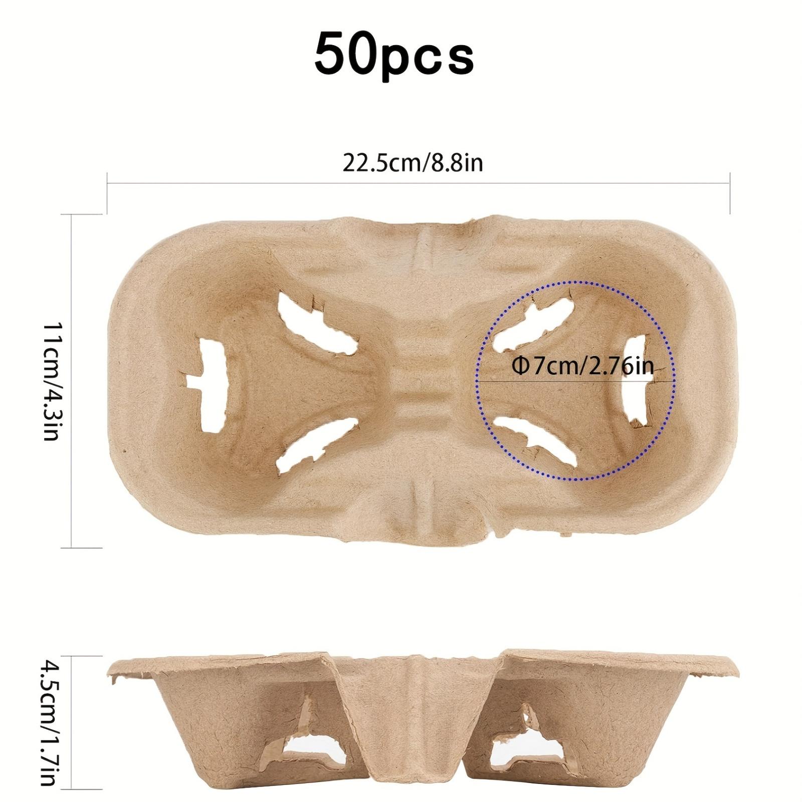 

50 шт. 2 чашки держатель для напитков из целлюлозного волокна, портативный держатель для кофейных чашек, одноразовый поднос для напитков для кофейни, ресторана, продуктового магазина, сокового бара 50pcs