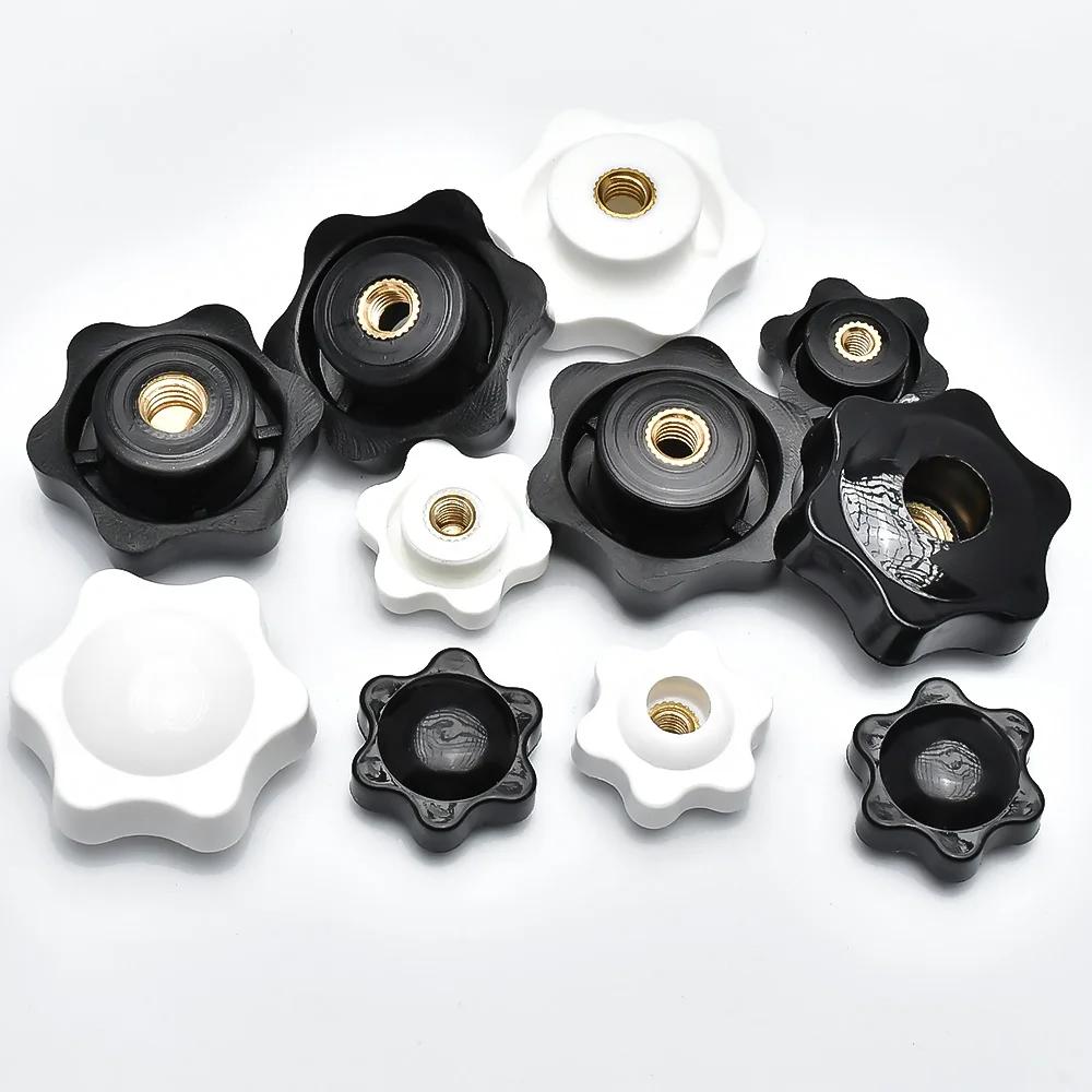 2-10pcsThumb Knob Nut M4 M5 M6 M8 M10 M12 Black White Clamping Handle Plum Thread Hand Mechanical Manual Tighten Star Nuts