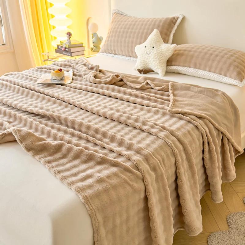 Plush Flat Bedsheet Skin-friendly Bed Linen Solid Color Flat Sheet Home Warm Blankets  (No Pillowcase)