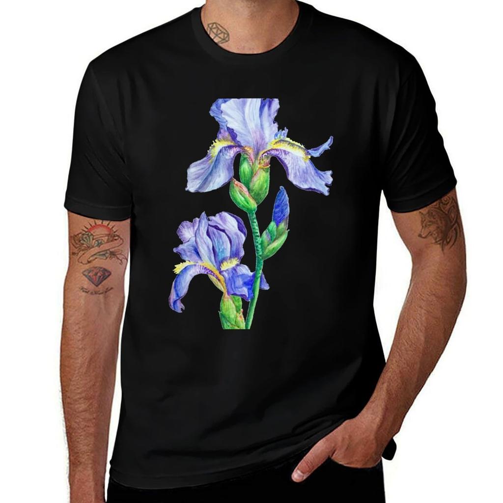 Watercolor Iris Flower Tshirt High Elasticity Sports Tshirt