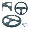 Car Modification Racing Leather/frosted Steering Wheel, Competitive Sports 14 Inch Flat Universal Steering Wheel