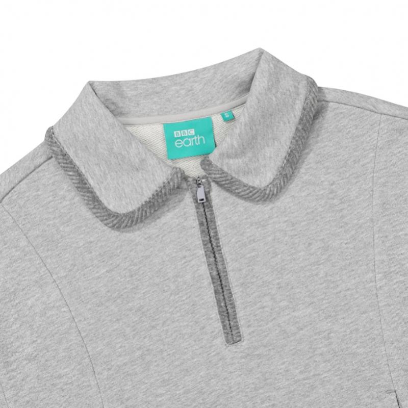 Bbc Earth Women S Half Zip SweatShirt  Gray  23fw