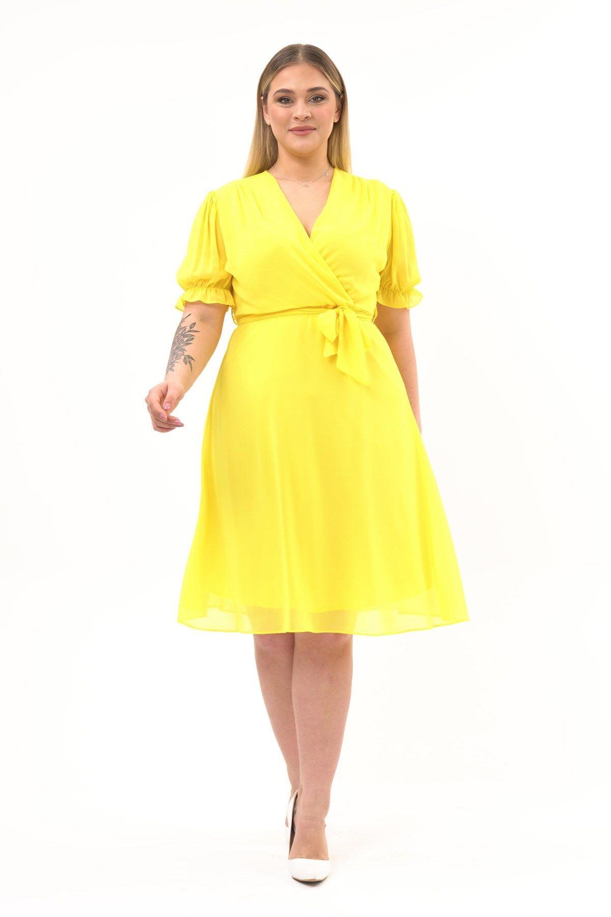 

Women s Big Size Dress Double Breasted Collar Belted Plus Size Midi Length Chiffon Dress 4255 110 L