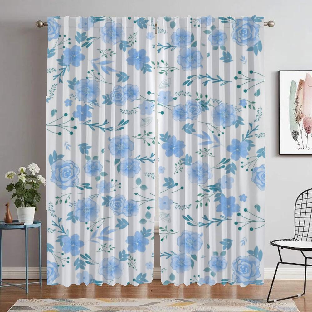 Zasłony w kwiaty Zasłona zaciemniająca do pokoju dziecięcego do pokoju 2 panele Zasłony do wnętrza domu Dekoracja na Halloween Zasłony działowe Do salonu