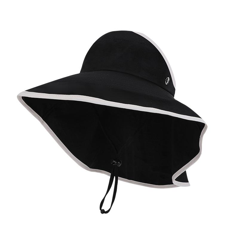 

Summer Outdoor Sunshade Hat Women s Sunscreen Hat Large Brim Shawl Neck Protection Fisherman Hat чорний
