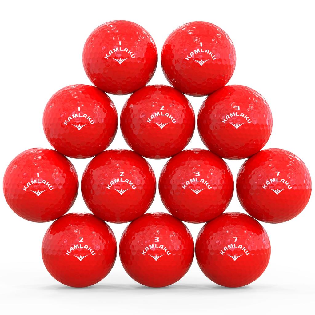 Kamlaku Golf Balls - Eye-catching Colors, 2-Piece Construction, High Rebound, Distance Balls, High Durability, Long Distance, 3-Pack12-Pack
