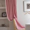 American Cotton Linen Curtains Farmhouse Style Darkening Curtains with Tassel Rod Pocket Window Drapes for Dining Living Bedroom