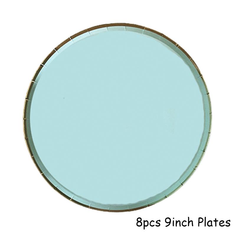 Mint Green Gold Disposable Tableware Party Napkins Paper Plates Straw Cup Kids Birthday Party Supplies Favor Wedding Decoration