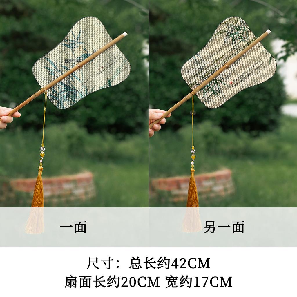 Vintage Folding Bamboo Fan Handmade Non Heritage Song Style Tassel Waist Fan Portable Dance Fan