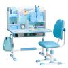 2 ks/sada Dětský psací stůl a židle Nastavitelná výška Psací stůl a židle s korektorem sezení Ergonomická židle ke stolu se stojanem na knihy (Růžová, Modrá)