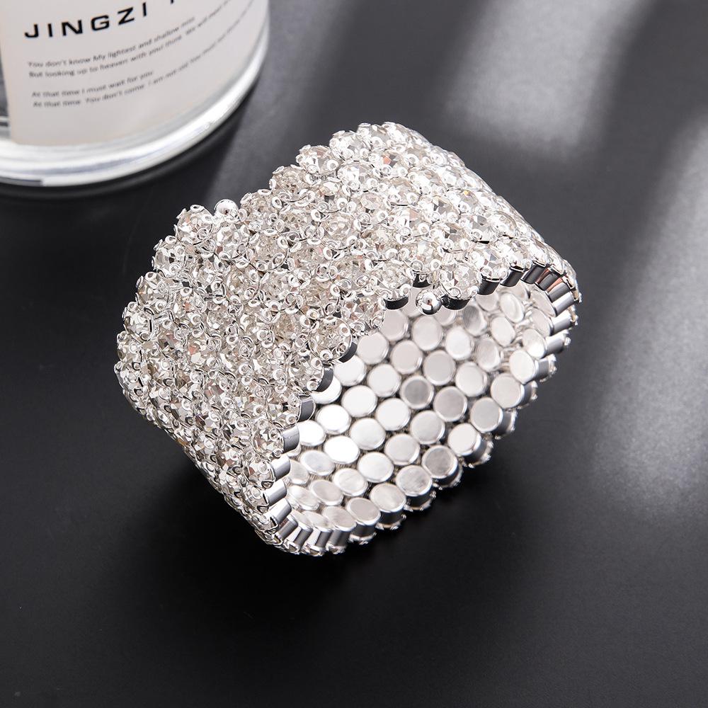 Rhinestone Elastic Arm Bracelet for Bride's Hand - Multi-Row Performance Jewelry B330