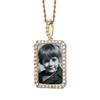 European & American Hip Hop Zircon-Embedded Square Photo Frame Necklace - Custom Image Trendy Street Style Pendant