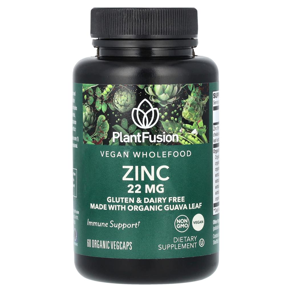Vegan Whole Food, Zinc, 22Mg, Organic Veggie Capsules, 60