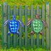 1 Pc Ozean Metall Schildkröte Indoor Outdoor Wohnzimmer Bunte Hängende Skulptur Eisen Kunst Wand Dekor Hause Garten Balkon