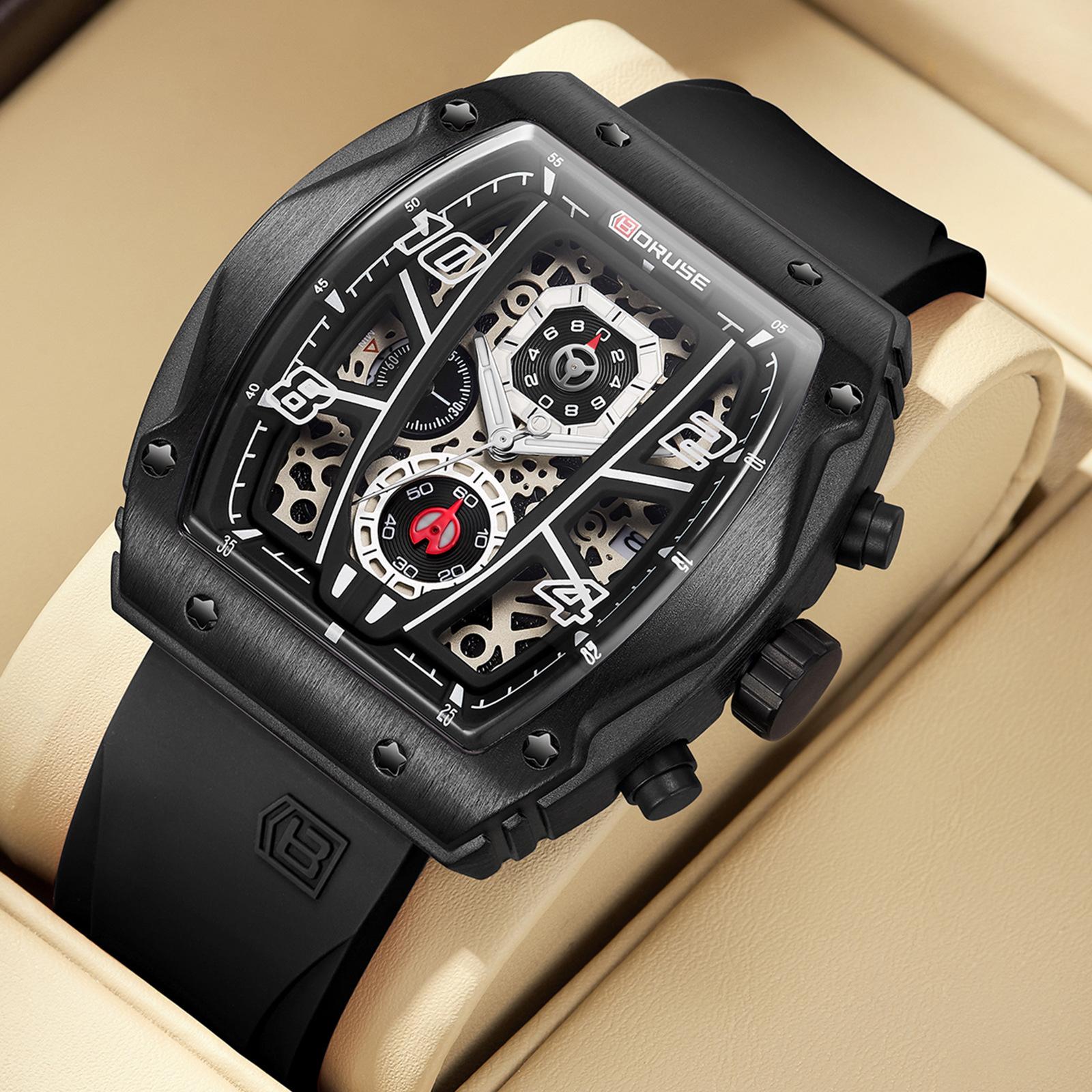 

Boruse Fashion Men S Silicone Strap Watch Fashion Waterproof Luminous Calendar Quartz Watch