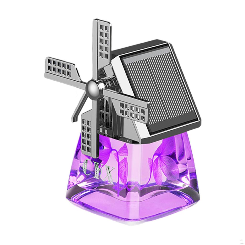 Odorizant pentru mașină Casă cu ornament de moara de vânt Decorare tablou de bord Suprafețe netede Alimentată cu energie solară