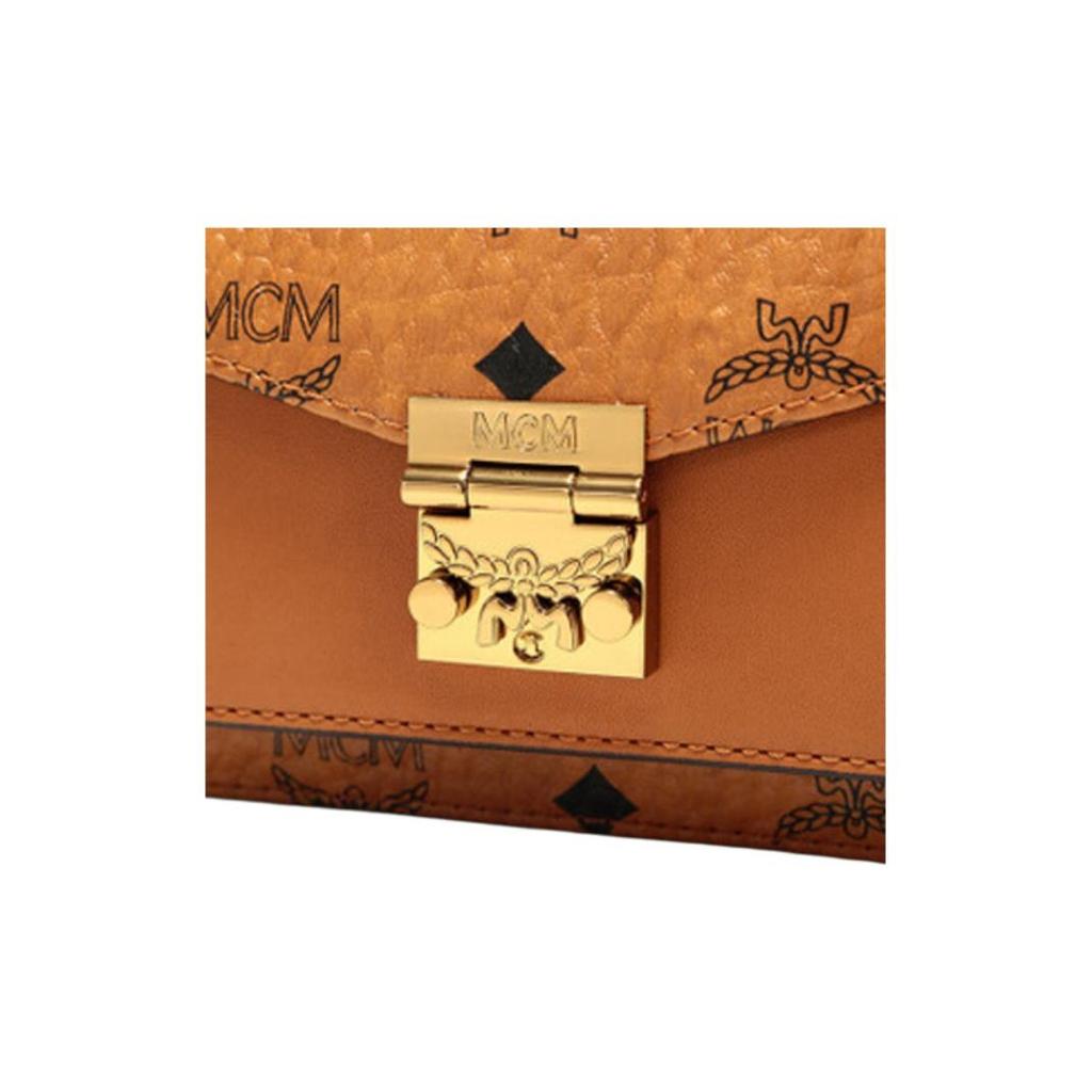MCM Patricia Visetos Monogram Synthetic Leather Waist Bag Mini Women waist bag Brown Cognac MWZ9APA87CO001