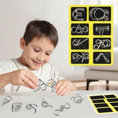 1/3 Sady Kovový Puzzle Kroužek Hlavolam 3D Drátěný Puzzle Hra Děti Dospělí Mysl Logika IQ Test Vzdělávací Odemknout Proplétací Hračka Batolata Chlapci Dívky Dárek