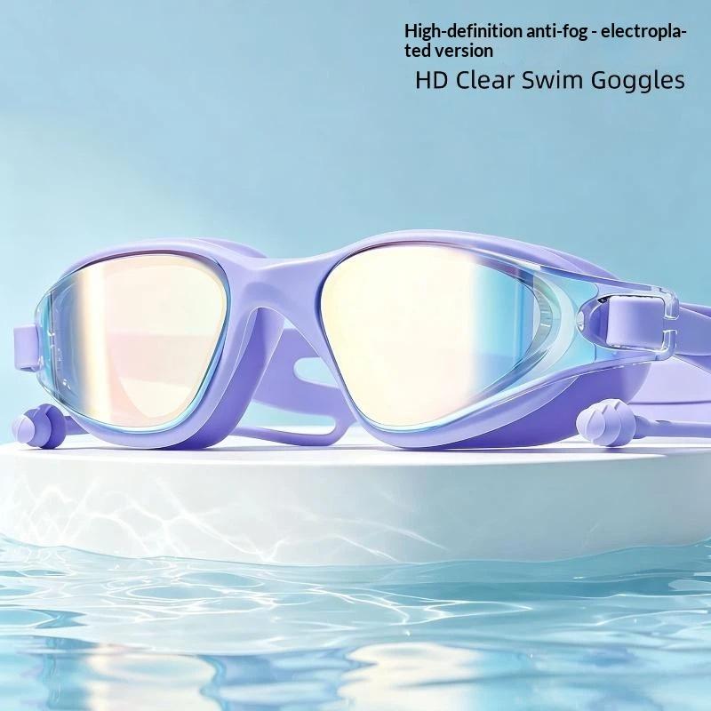 Adult Swimming Goggles Anti Fog HD Waterproof Oversized Frame Adjustable Strap for Men Women Beach Swim