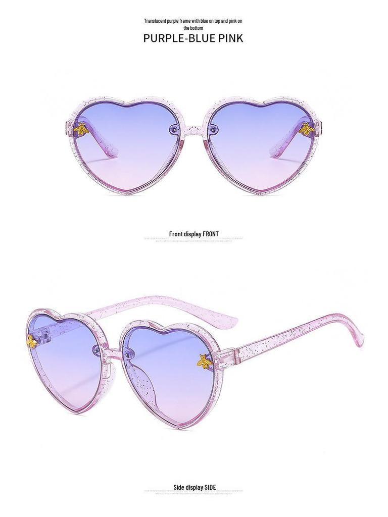 Heart-Shaped Honey Peach Kids' Sunglasses – Trendy Street Style for Round Face Girls