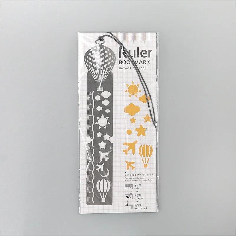 1Pcs Korean Metal Bookmark with Scale Student Multi-function Drawing Creative Mini Painting Ruler Drawing Board School Supplies