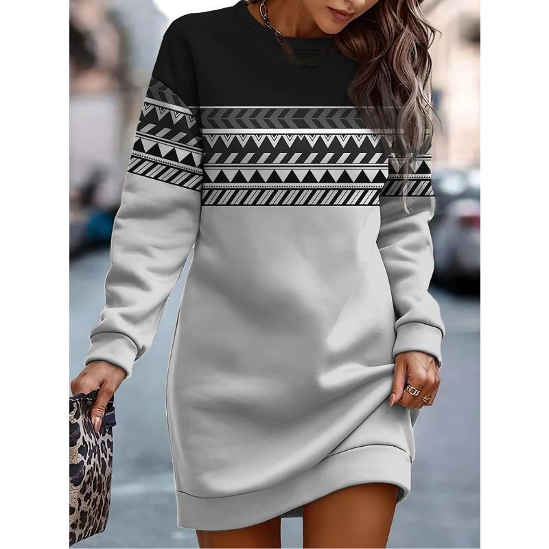 IHUASU Fashion Autumn Winter Long Sleeve O-Neck Casual Dresses