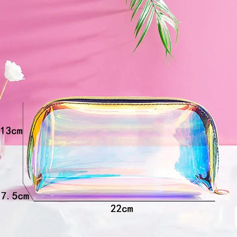 Fashion PVC Transparent Women Make Up Case Laser Beauty Organizer Pouch Mini Jelly Bag For Ladies Cosmetic Bag