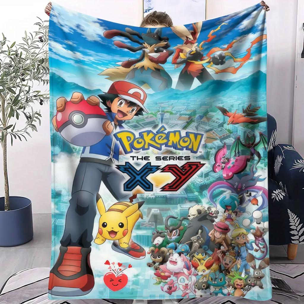 Pokemon Gengar & Jigglypuff Flannel Blanket Hot Anime Soft Warm Throw Sofa Bed Couch Cover Nap Cape Shawl Camping Fans Kids Gift